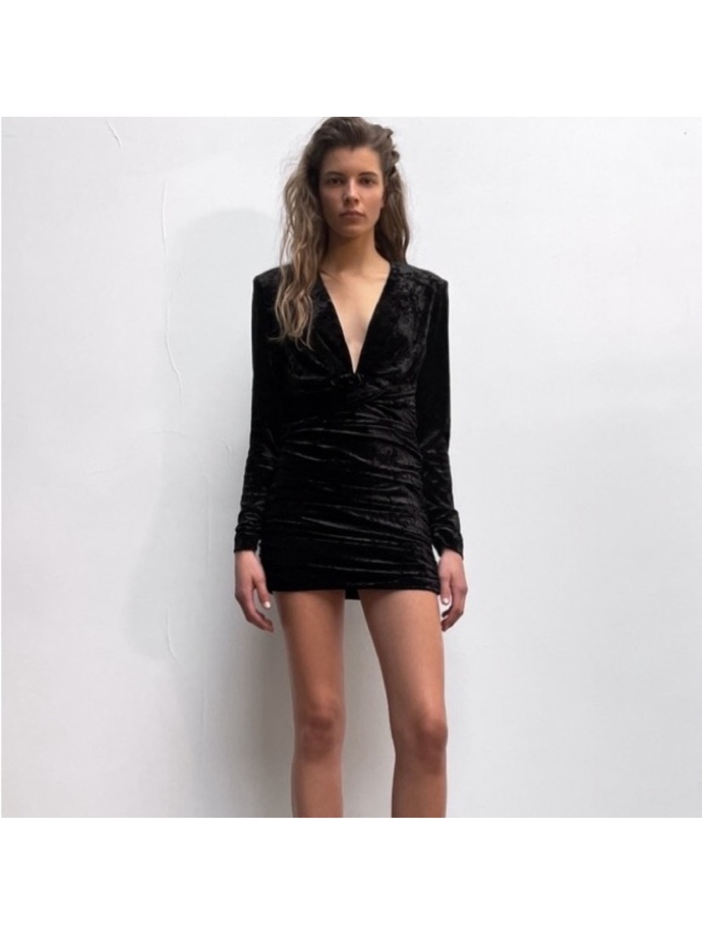 Zara Black Velvet Wrap Dress